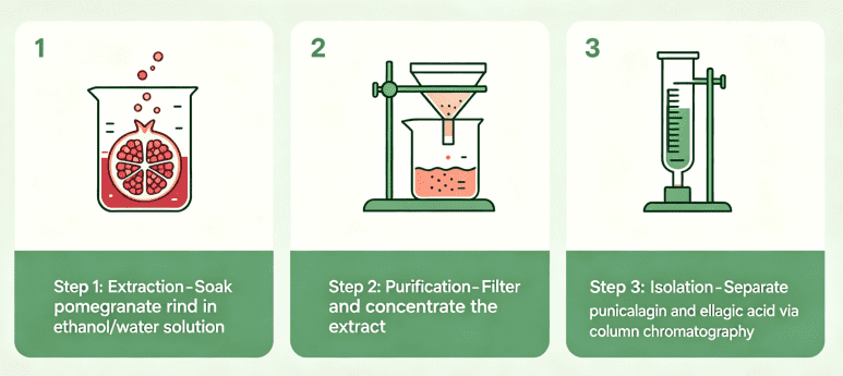 Method for Preparing Punicalagin and Ellagic Acid from Pomegranate Rind